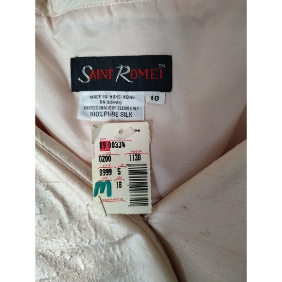 NOS vintage Saint Romei sz 10 light pink 100% silk two piece suit w/belt - Picture 9 of 16
